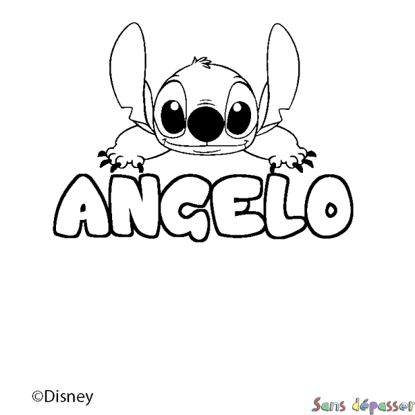 Coloriage pr&eacute;nom ANGELO - d&eacute;cor Stitch