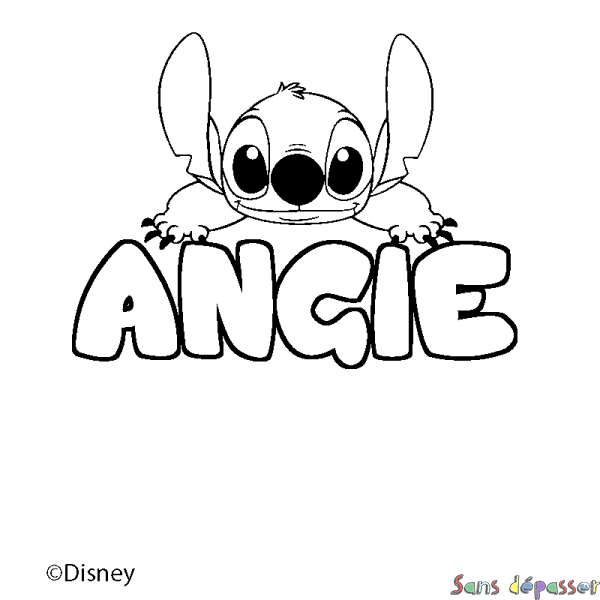 Coloriage pr&eacute;nom ANGIE - d&eacute;cor Stitch