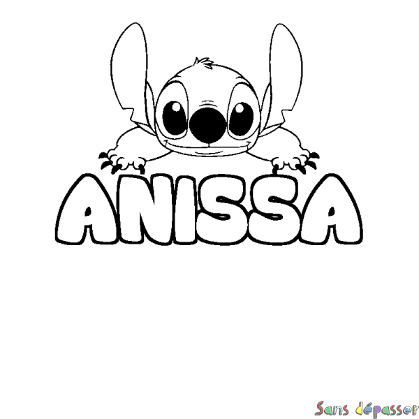 Coloriage prénom ANISSA - d&eacute;cor Stitch