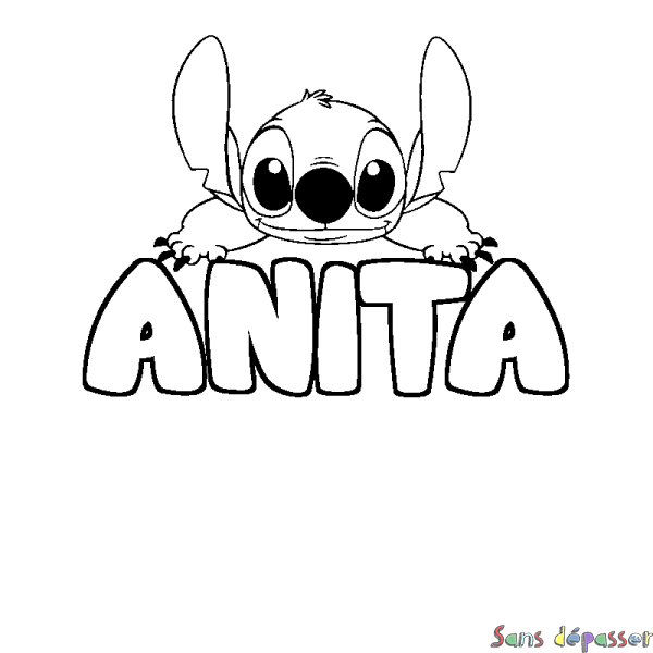 Coloriage prénom ANITA - d&eacute;cor Stitch