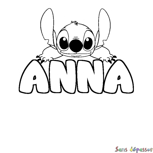 Coloriage prénom ANNA - d&eacute;cor Stitch