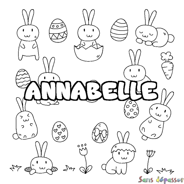 Coloriage prénom ANNABELLE - d&eacute;cor Paques