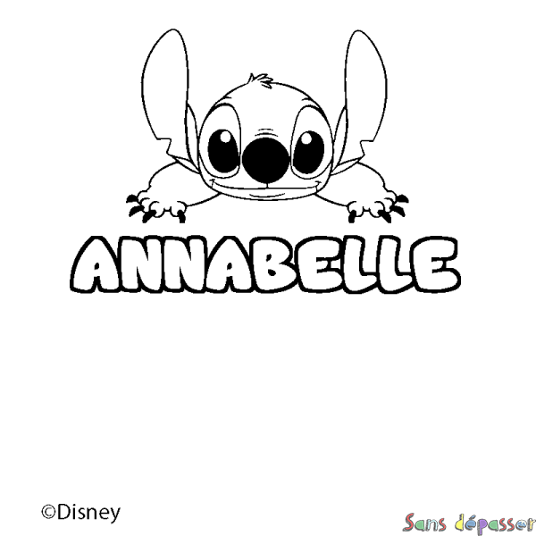 Coloriage pr&eacute;nom ANNABELLE - d&eacute;cor Stitch