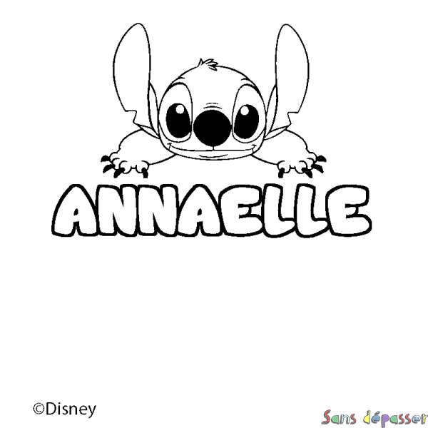 Coloriage pr&eacute;nom ANNAELLE - d&eacute;cor Stitch