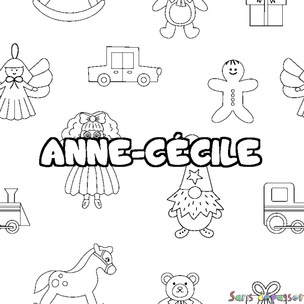 Coloriage prénom ANNE-C&Eacute;CILE - d&eacute;cor Jouets
