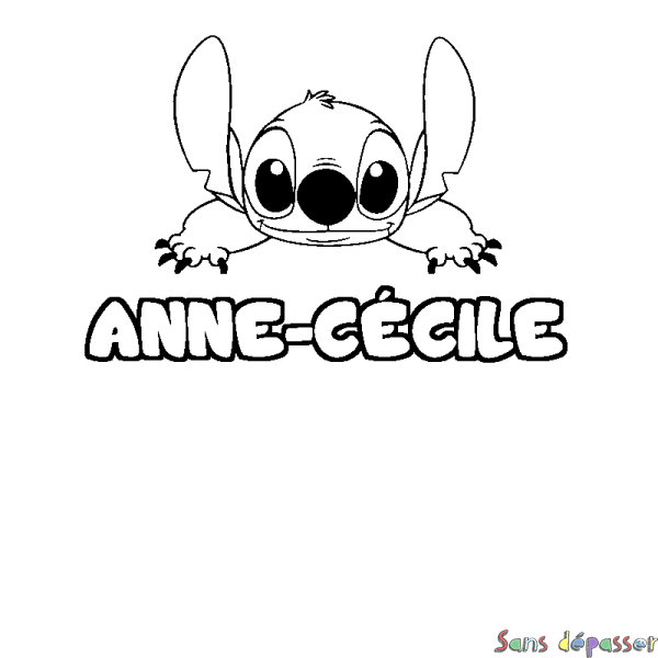 Coloriage prénom ANNE-C&Eacute;CILE - d&eacute;cor Stitch