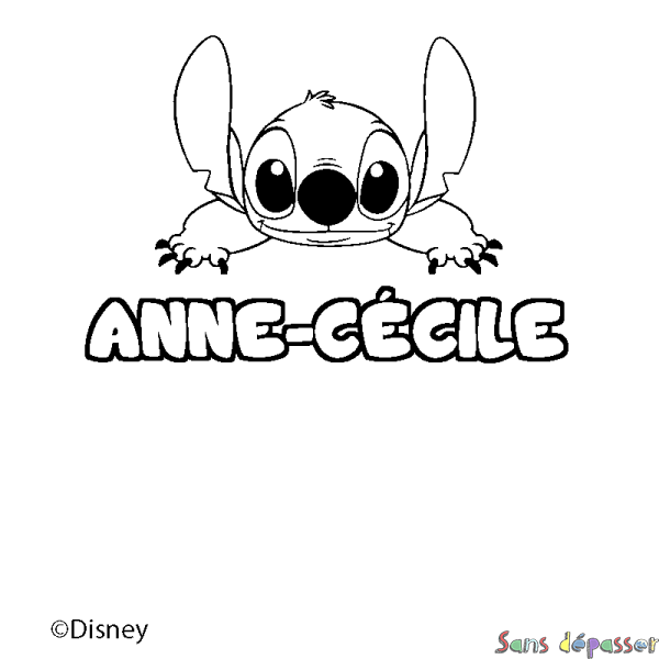 Coloriage pr&eacute;nom ANNE-C&Eacute;CILE - d&eacute;cor Stitch