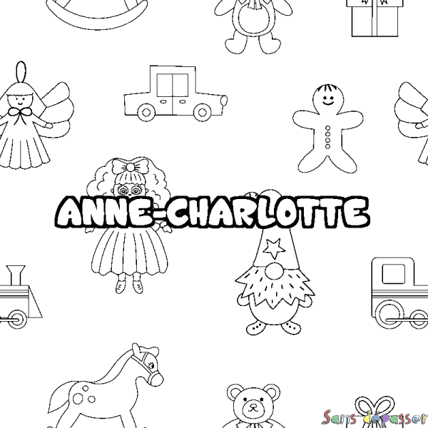 Coloriage prénom ANNE-CHARLOTTE - d&eacute;cor Jouets