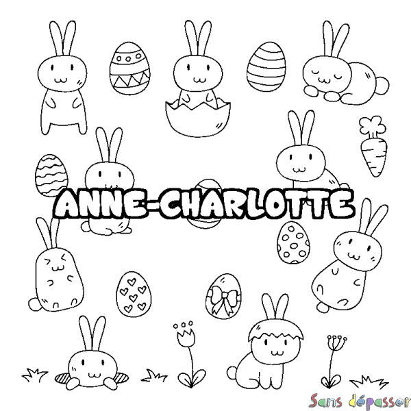 Coloriage prénom ANNE-CHARLOTTE - d&eacute;cor Paques
