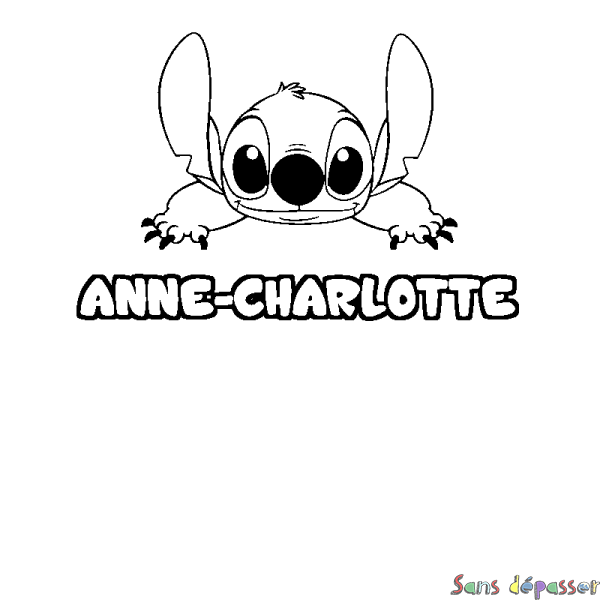 Coloriage prénom ANNE-CHARLOTTE - d&eacute;cor Stitch