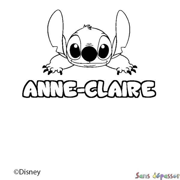 Coloriage pr&eacute;nom ANNE-CLAIRE - d&eacute;cor Stitch