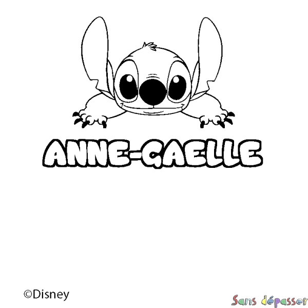 Coloriage pr&eacute;nom ANNE-GAELLE - d&eacute;cor Stitch