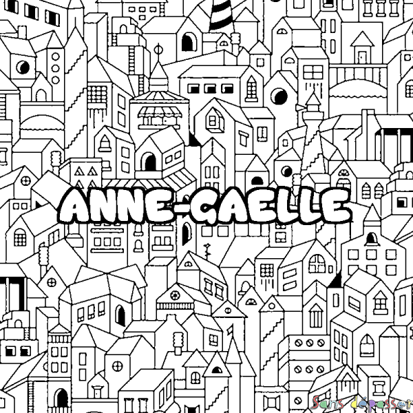 Coloriage prénom ANNE-GAELLE - d&eacute;cor Ville