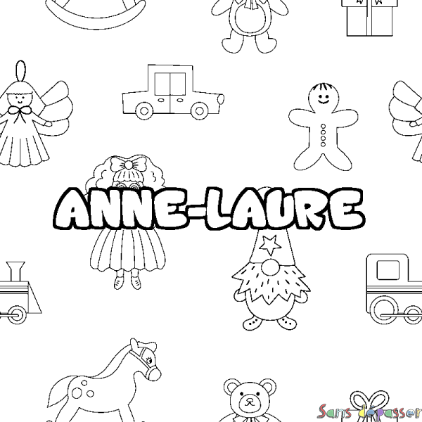 Coloriage prénom ANNE-LAURE - d&eacute;cor Jouets