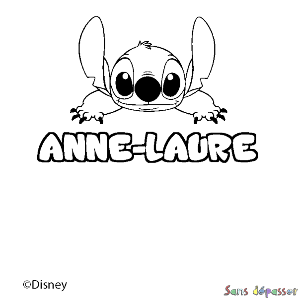 Coloriage pr&eacute;nom ANNE-LAURE - d&eacute;cor Stitch