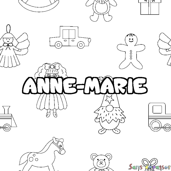 Coloriage prénom ANNE-MARIE - d&eacute;cor Jouets