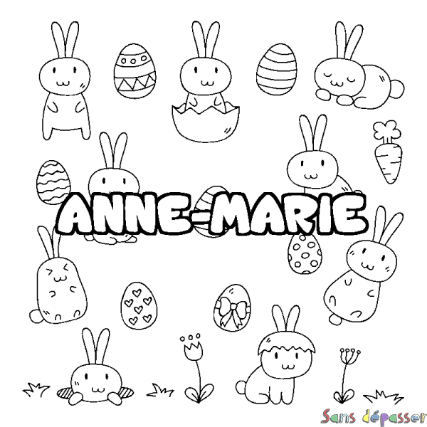 Coloriage prénom ANNE-MARIE - d&eacute;cor Paques