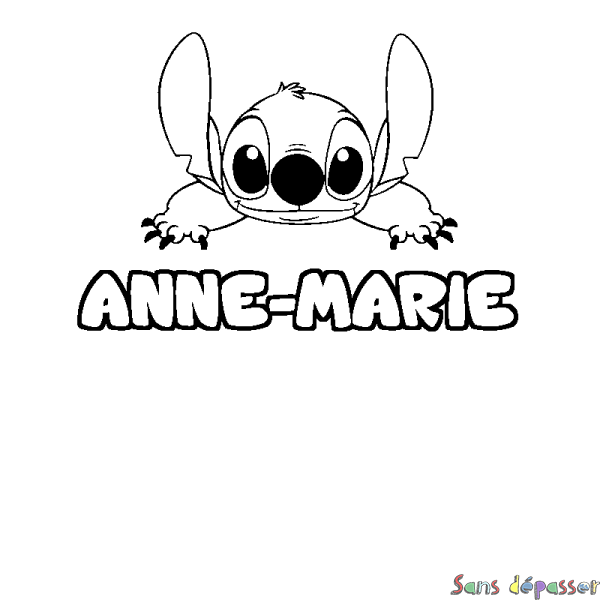Coloriage prénom ANNE-MARIE - d&eacute;cor Stitch