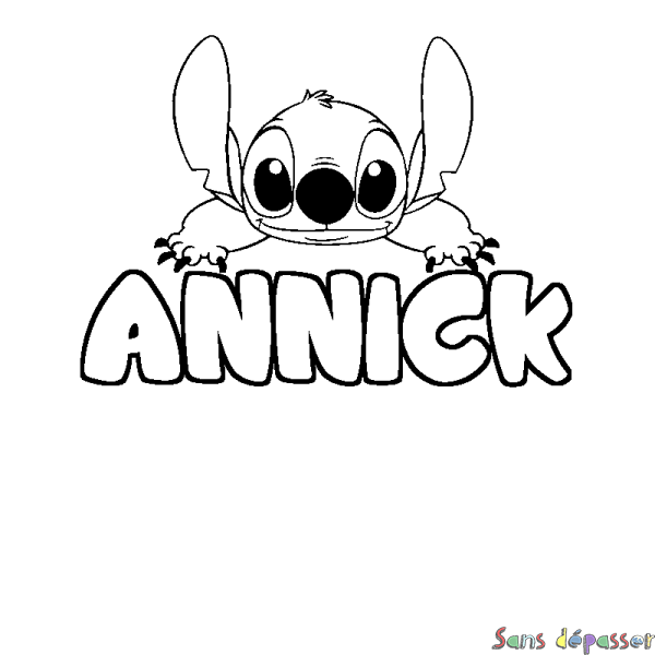 Coloriage prénom ANNICK - d&eacute;cor Stitch