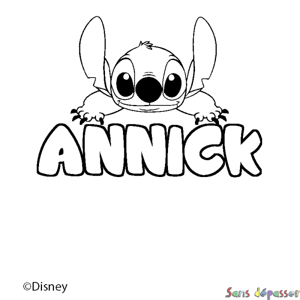 Coloriage pr&eacute;nom ANNICK - d&eacute;cor Stitch