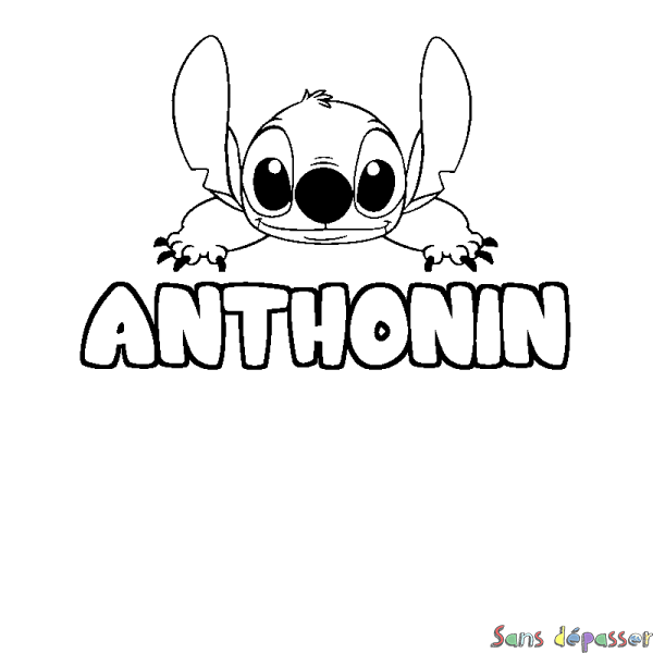 Coloriage prénom ANTHONIN - d&eacute;cor Stitch