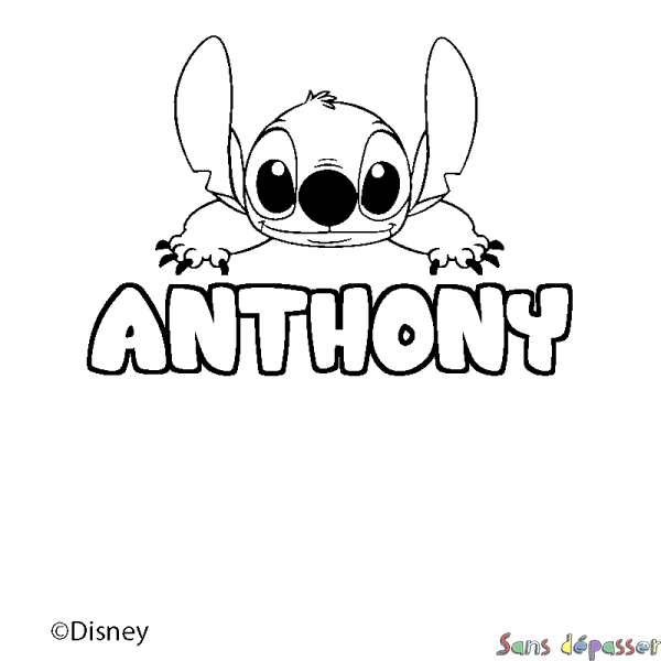 Coloriage pr&eacute;nom ANTHONY - d&eacute;cor Stitch