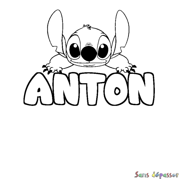 Coloriage prénom ANTON - d&eacute;cor Stitch