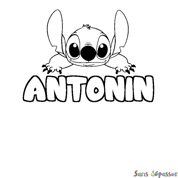 Coloriage prénom ANTONIN - d&eacute;cor Stitch