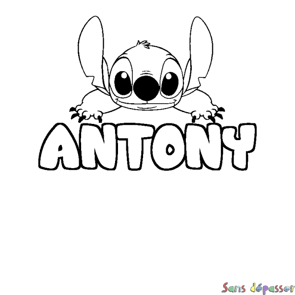 Coloriage prénom ANTONY - d&eacute;cor Stitch