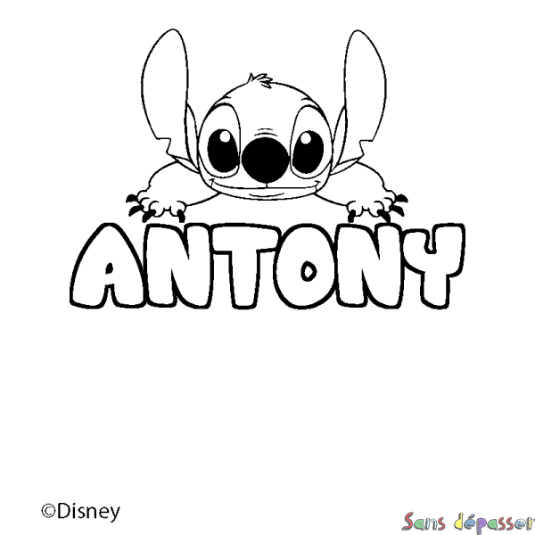 Coloriage pr&eacute;nom ANTONY - d&eacute;cor Stitch