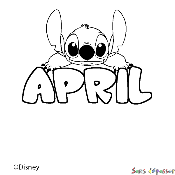 Coloriage pr&eacute;nom APRIL - d&eacute;cor Stitch