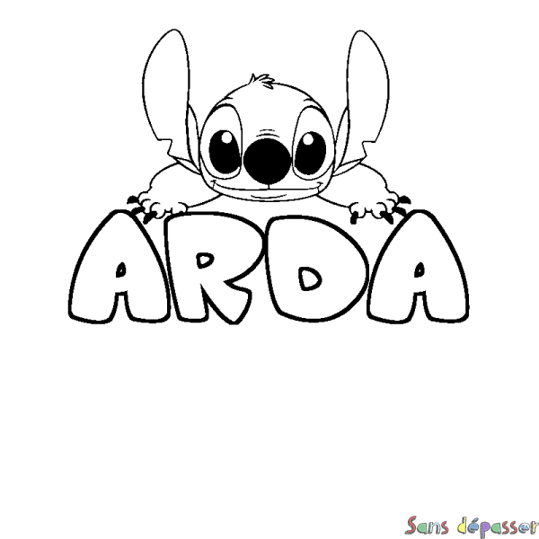 Coloriage prénom ARDA - d&eacute;cor Stitch