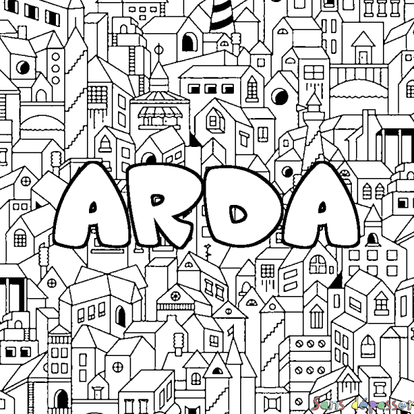 Coloriage prénom ARDA - d&eacute;cor Ville