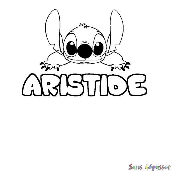 Coloriage prénom ARISTIDE - d&eacute;cor Stitch