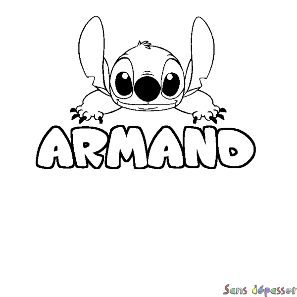Coloriage prénom ARMAND - d&eacute;cor Stitch