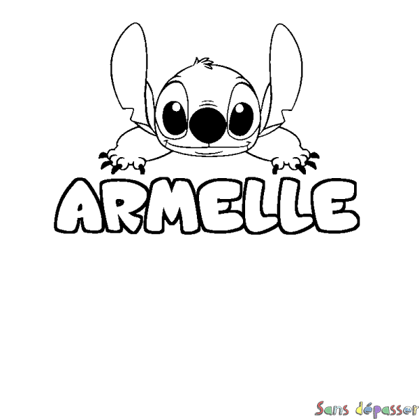 Coloriage prénom ARMELLE - d&eacute;cor Stitch