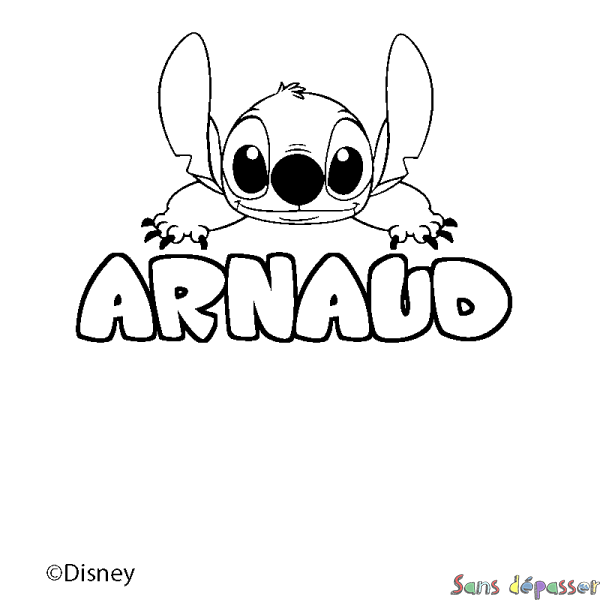 Coloriage pr&eacute;nom ARNAUD - d&eacute;cor Stitch