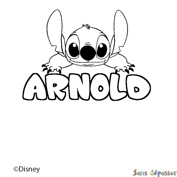 Coloriage pr&eacute;nom ARNOLD - d&eacute;cor Stitch