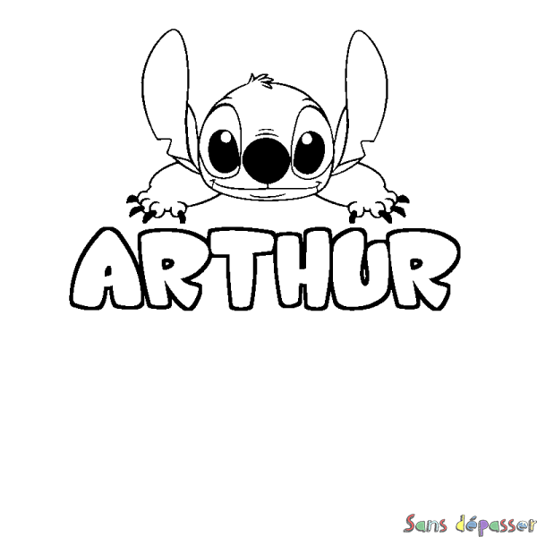 Coloriage prénom ARTHUR - d&eacute;cor Stitch