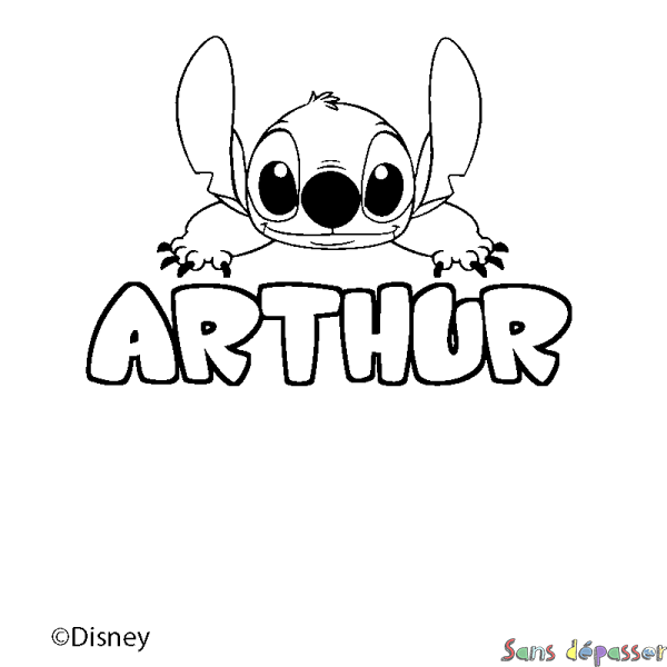 Coloriage pr&eacute;nom ARTHUR - d&eacute;cor Stitch