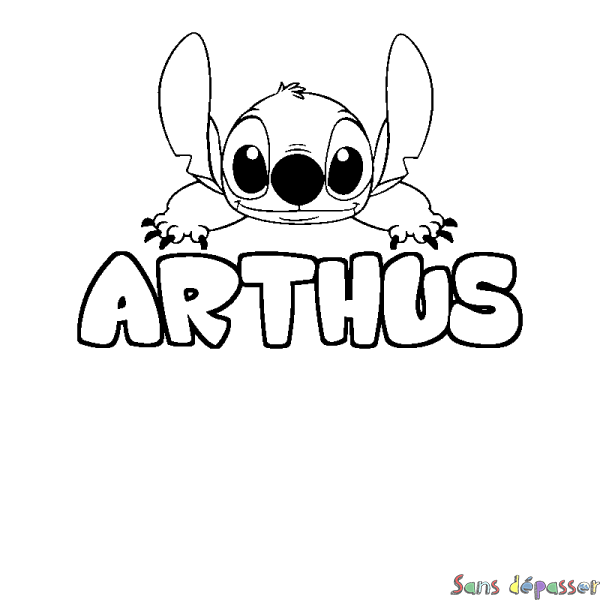Coloriage prénom ARTHUS - d&eacute;cor Stitch