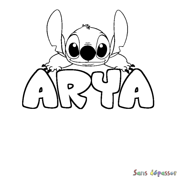 Coloriage prénom ARYA - d&eacute;cor Stitch