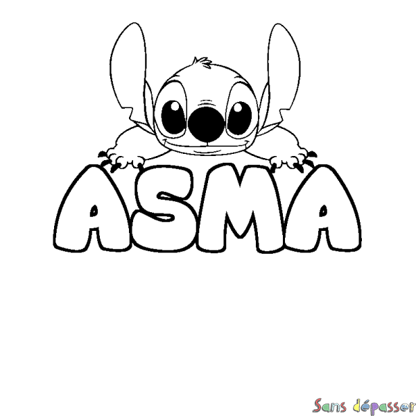 Coloriage prénom ASMA - d&eacute;cor Stitch