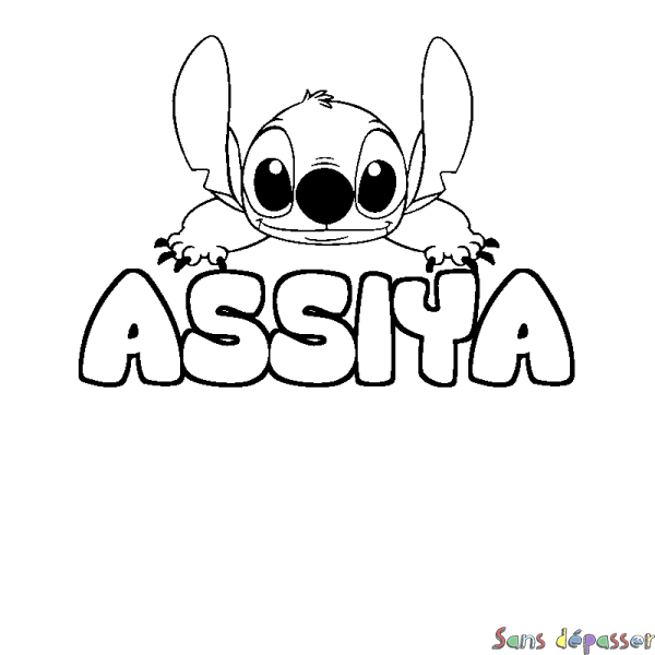 Coloriage prénom ASSIYA - d&eacute;cor Stitch