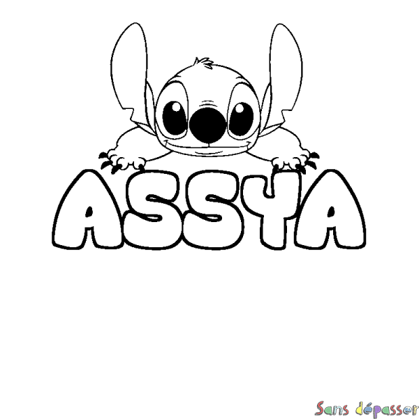 Coloriage prénom ASSYA - d&eacute;cor Stitch
