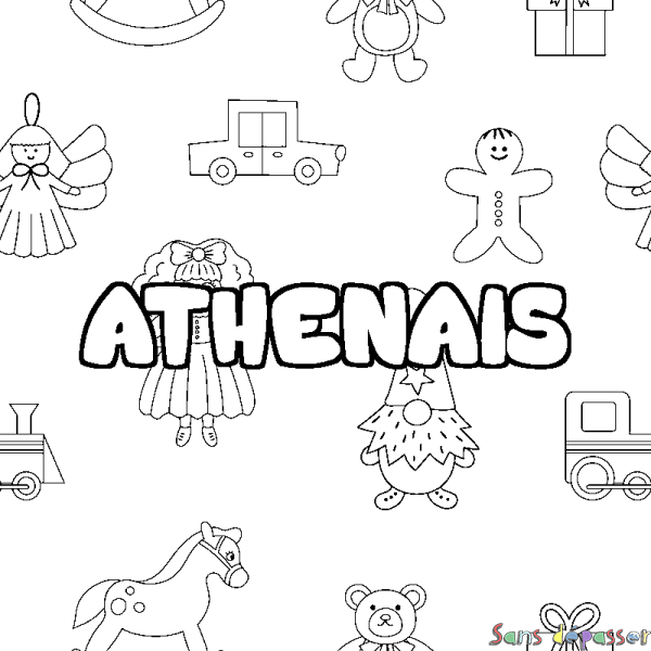 Coloriage prénom ATHENAIS - d&eacute;cor Jouets
