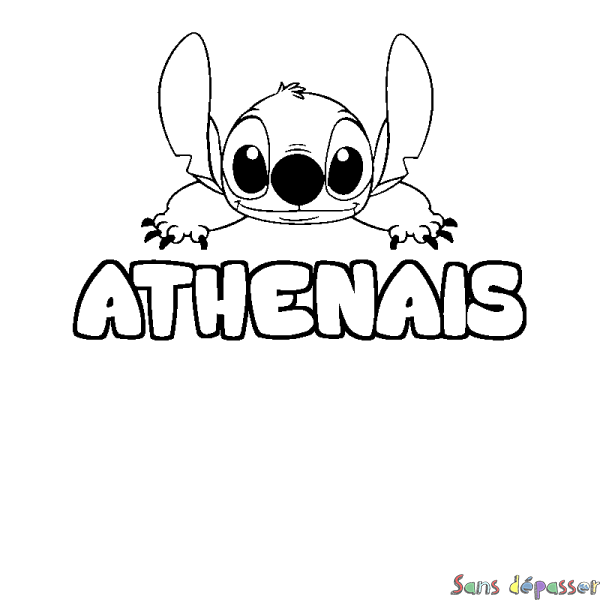 Coloriage prénom ATHENAIS - d&eacute;cor Stitch