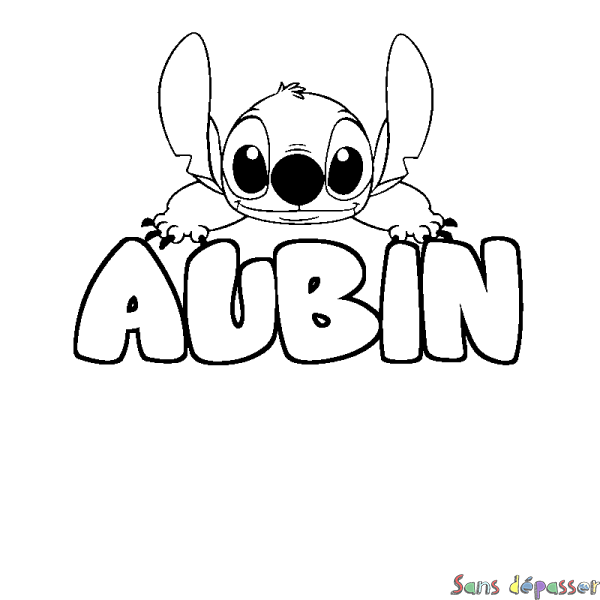 Coloriage prénom AUBIN - d&eacute;cor Stitch