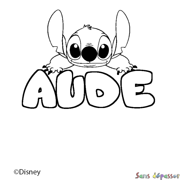 Coloriage pr&eacute;nom AUDE - d&eacute;cor Stitch