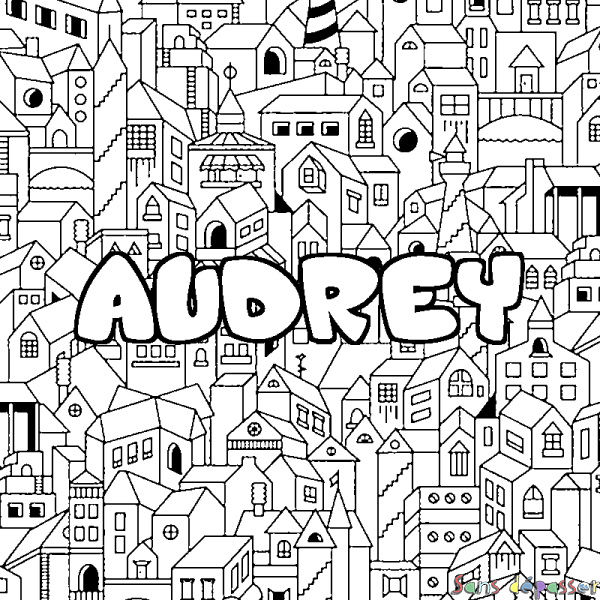 Coloriage prénom AUDREY - d&eacute;cor Ville